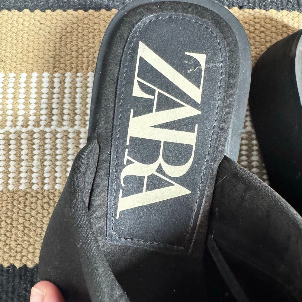 Zara Platform Sandal Women EU38 US7.5-8 Black 90s Y2K Bratz Ring Toe Comfy Retro - Picture 6 of 7